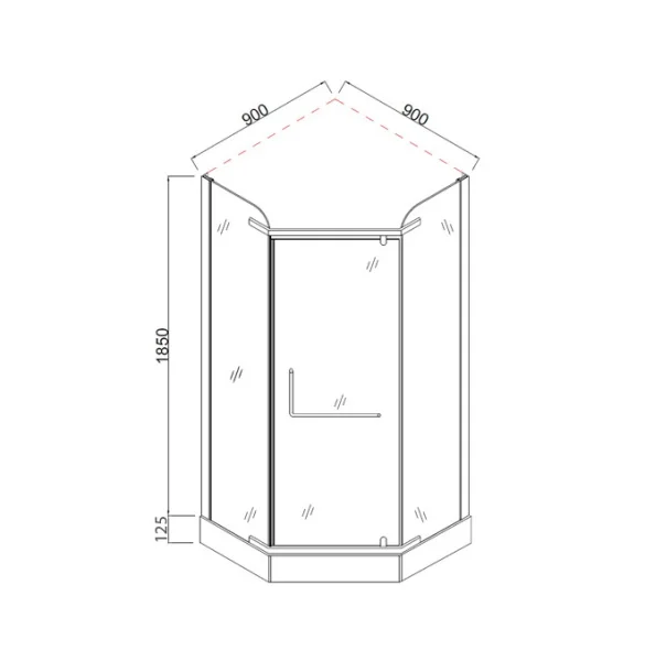 Душевое ограждение 31NВ 90х90х197,5см прозрачное стекло, черный профиль, с поддоном (Comforty)