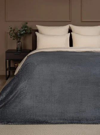 Плед Texrepublic фланель жаккард 200х220см TF FNJ DKGY3 042/2022 s-змейка NC