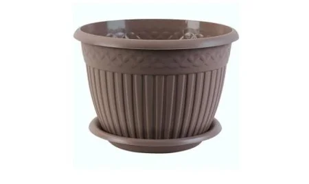 Кашпо д/цветов пласт. с блюдцем "Византия" 15л мокачино КШ-2091 (La Decoro) *1
