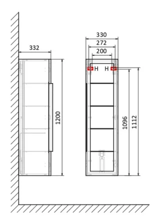 Пенал подвесной Notte 120 Not.04.120/P/A/JR