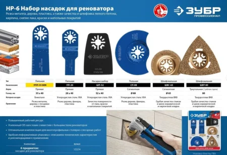 Набор насадок для реноватора НР-6 UniLock 6 предм. OIS-хвостовик Зубр Профессионал 15574 *1