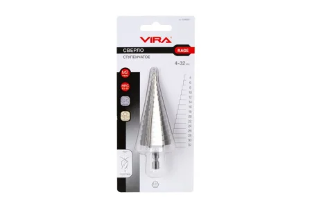Сверло ступенчатое с шестигранным хвостовиком 4-32х103мм Vira Rage 554002 *1