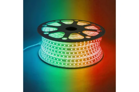 Лента светодиодная, 60SMD(5050)/м 11Вт/м 220V IP65 50м, RGB LS706 в комплекте: контроллер 1шт., конн