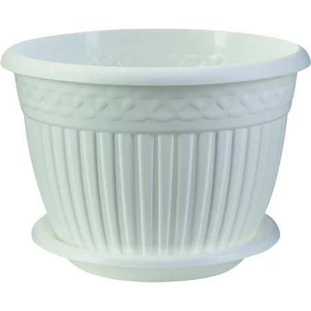 Кашпо д/цветов пласт. с блюдцем "Византия" 15л белый КШ-1173 (La Decoro) *1