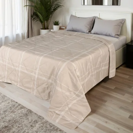 Покрывало LoveLife евро "Бежевая клетка" 200*210±5см микрофайбер 100%п/э 10200692 *1