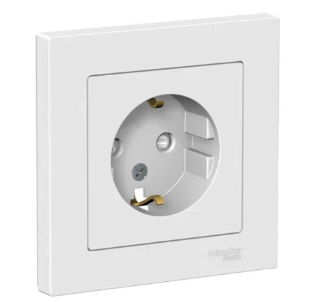 Розетка 1-м СП AtlasDesign 16А с заземл., с защитной шторкой, белая ATN000144 Systeme Electric