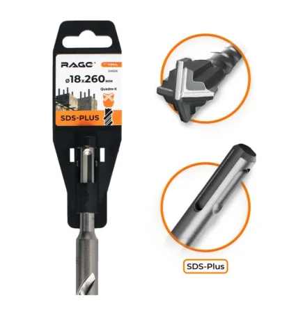 Бур по бетону 18х260мм SDS-plus Quadro-X RAGE by VIRA 568826 *1