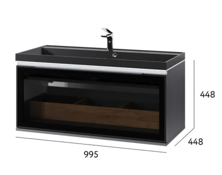 Тумба подвесная Notte 100 Not.01.100/P/A/JR 994х447х430мм антрацит