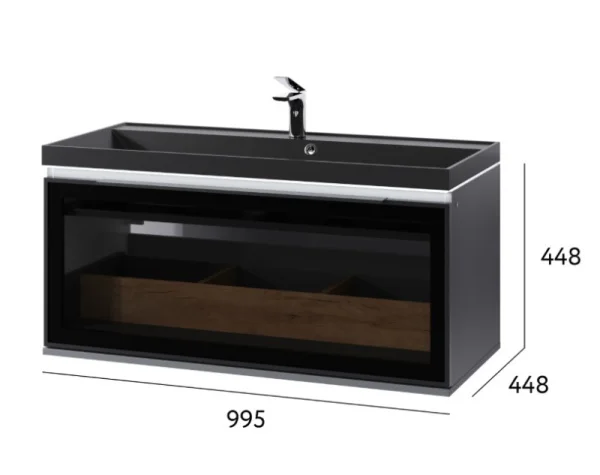 Тумба подвесная Notte 100 Not.01.100/P/A/JR 994х447х430мм антрацит
