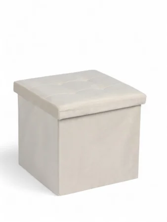 Пуф с ящиком 38х38х38см велюр 3 бежевый, нагрузка 120кг 10881143