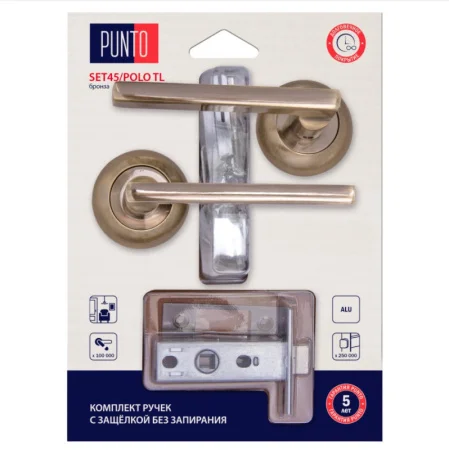 Комплект ручек PUNTO LM/A SET45R.TL54.POLO/HD ABG-6 с защелкой без запирания бронза 45663 *1