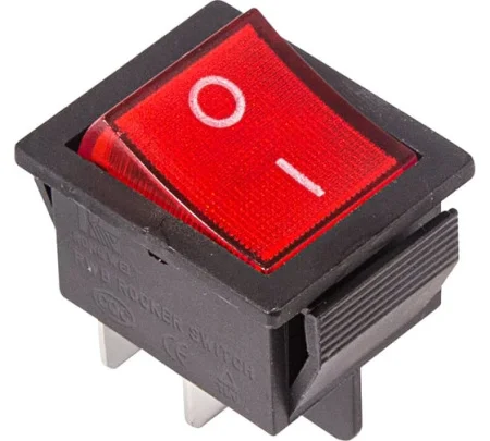 Выключатель клавишный RWB-502 SC-767 IRS-201-1 250В 16А (4с) ON-OFF красн. с подсветкой блист. 06-03