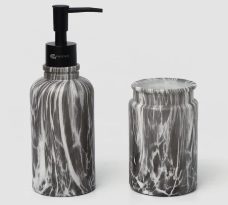 Набор аксессуаров для ванной комнаты (стекло, пластик 2 предмета) серый 9951832 (Savanna) *1