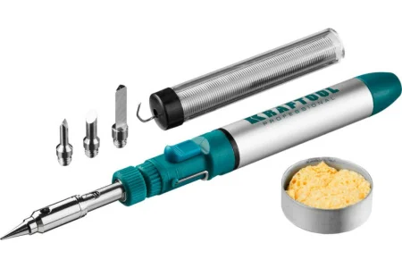KRAFTOOL  SolderGas, 70 B, 30 - 70 Вт, 1300°С, горелка, фен, набор 8 в 1, газовый паяльник (55504-H8