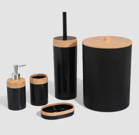 Набор аксессуаров для ванной комнаты 5 предметов, черный 9438972 (Baroness) *1