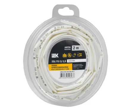 Трубка термоусадочная ТТУ нг-LS 3/1.5 белая (упак 2м) UDR12-003-D15-002-K01-T IEK