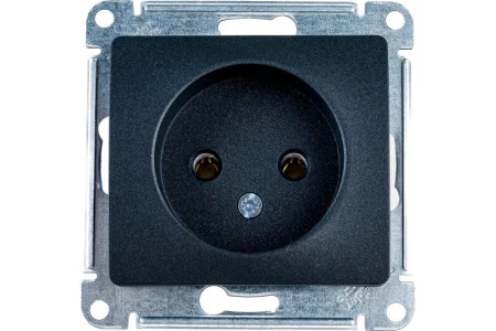 Розетка 1-м СП "Glossa" 1мод. 16А IP20 250В без заземл. механизм антрацит SE GSL000741