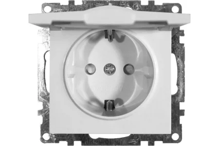 Розетка 1-м "Катрин" с/з с крышкой (механизм) белый GLS16-7112-01 Stekker *1