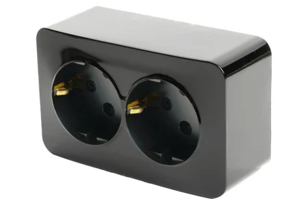 Розетка 2-м "София" ОП с/з 250В 16А IP20 черный MST16-12-02 Stekker *1