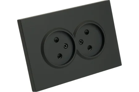 Розетка 2-м "Эмили" с защитной шторкой б/з 250В 16А черный уголь soft touch RST16-5116-05 Stekker *1