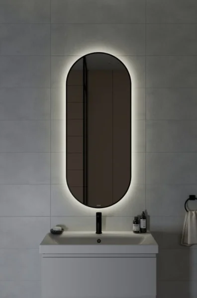 Зеркало с подсветкой Cersanit ECLIPSE smart 50х122см овальное черная рамка 64151