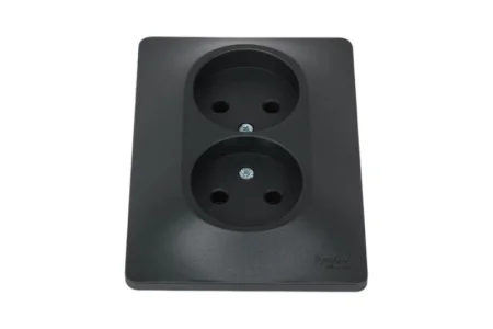 Розетка 2-м СП "Glossa" 16А IP20 без заземл. в сборе антрацит SE GSL000720