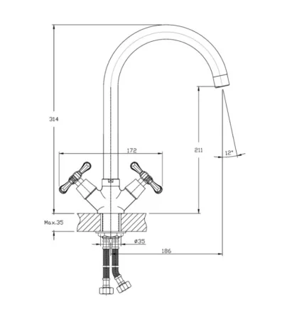 Смеситель для кухни двуручный Rush Bianki BI7650-24 хром