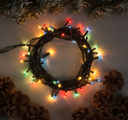 Гирлянда «Нить» 3.5 м, IP20 тёмная нить 50 ламп свечение мульти 8 режимов 220 В 670992 *1