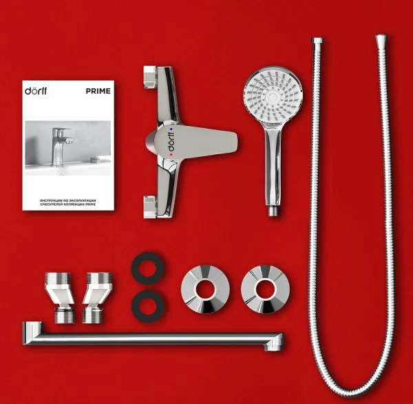 Смеситель для ванны одноручный с длинным изливом Dorff Prime new D4019500 с душевым набором