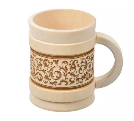 Кружка декоративная точёная, 1 л, "Бочонок", с выжигом, липа "Банные штучки" в кор. 33283 *1/7