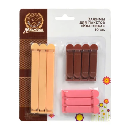 Зажимы для пакетов "Классика", 10 шт, 12 см, 6,5 см