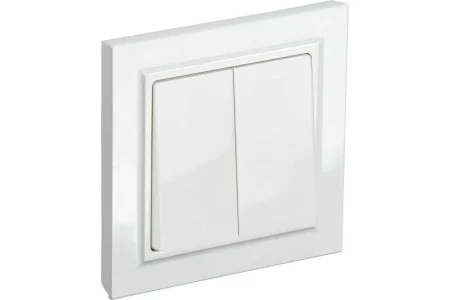 Выключатель 2-кл СП "Brite" ВСР10-2-0-БрБ 10А в сборе белый IEK BR-V20-0-10-K01-F