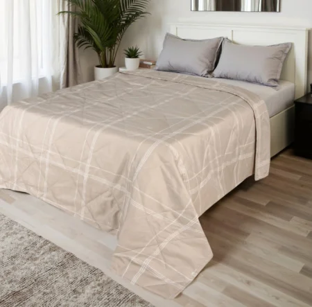 Покрывало LoveLife 1,5 сп "Бежевая клетка" 150*210±5см, микрофайбер, 100% п/э 10200688