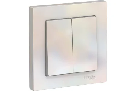 Выключатель 2-кл СП "AtlasDesign" 10А IP20 (сх. 5) 10AX в сборе жемчуж. SE ATN000452