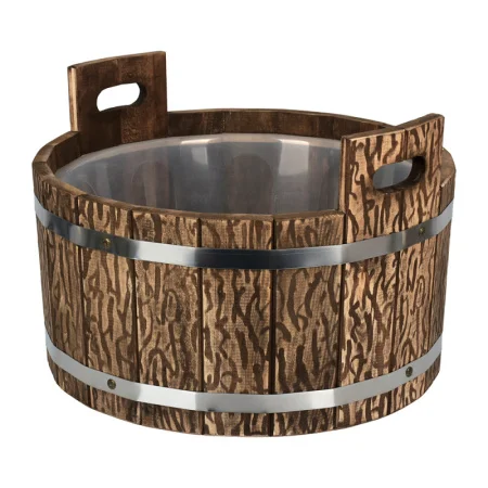 Ушат "шайка" 15 л с пластиковой вставкой искусственно состаренный липа "Банные штучки" 33323 *1