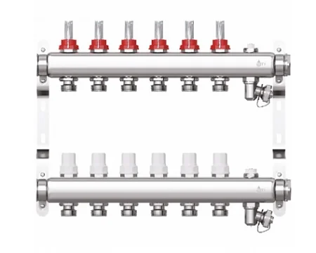 Коллекторная группа STI нерж.сталь 1 "х6 вых. Евроконус 3/4 в сборе со встр. расходомерами *1/5