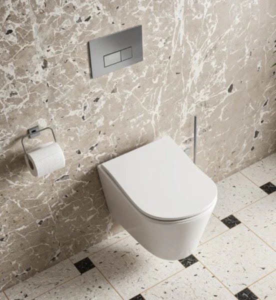 Унитаз подвесной D&K Bamberg DT1556516 безободковый торнадо, сиденье микролифт, белый