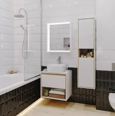 Тумба под раковину подвесная Cersanit Louna 60 SP-SZ-LOU60-BL/Wh со столешницей белый