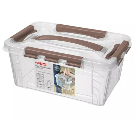 Ящик для хранения с замками и ручкой Grand Box 290х190х124мм 4,2л коричневый