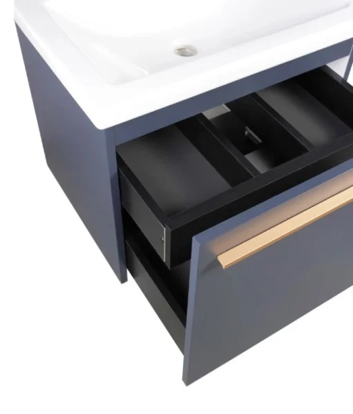 Тумба подвесная AGATA Тасмания 60 АТ60-835 Черника, 2 ящика с раковиной Como 60