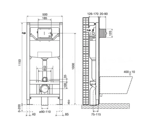 Инсталляция OLI 120 ECO mechanic с кнопкой Slim черная Matte, пластик 879236mSL03