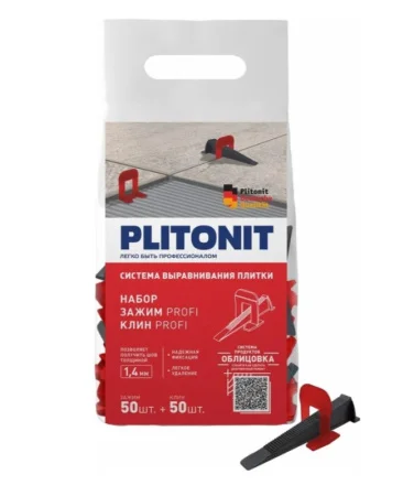 Система выравнивания плитки - Клин + Зажим SVP-PROFI 1,4мм 50+50шт Н011493 PLITONIT *1
