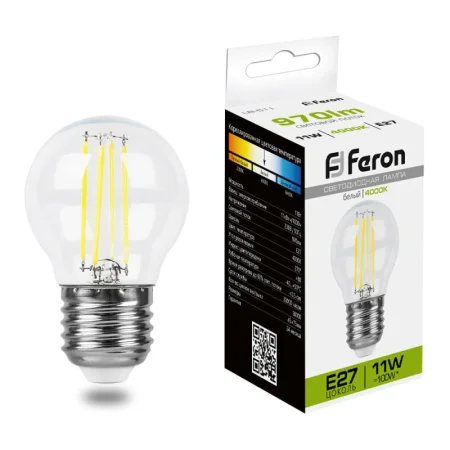 Лампа светодиодная LB-511 Шарик E27 11W 230V 4000K 38016 (Feron) *1