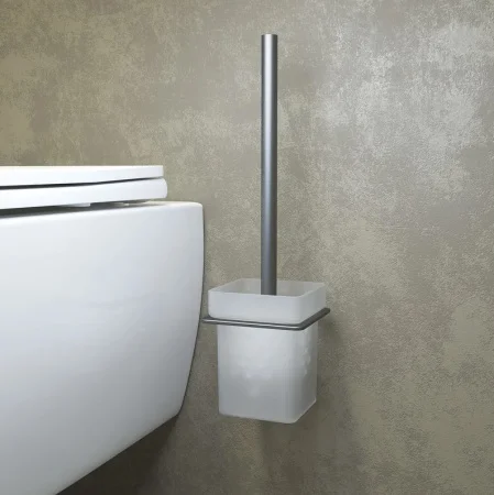 Ерш для туалета с подставкой Iddis Slide SLIGMG0i47 матовое стекло сплав металлов графит