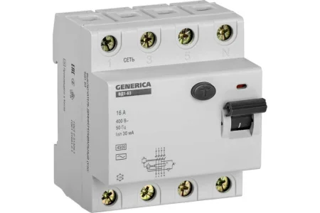 Устройство защитного отключения ВД1-63 4Р 16А 30мА GENERICA ИЭК MDV15-4-016-030
