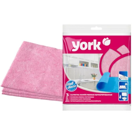Салфетка вискозная перфорированная YORK 3шт 34х35см Y020030 *1