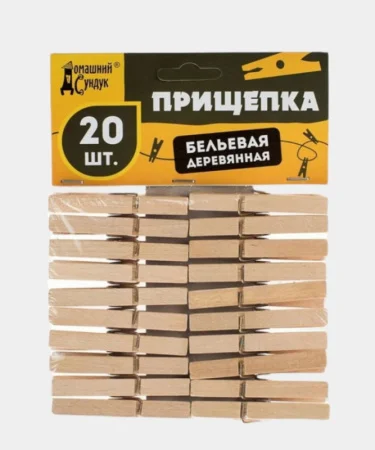 Прищепки Деревянные УСИЛЕННЫЕ набор 20шт "Домашний сундук"