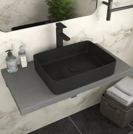 Раковина накладная D&K Berlin DT1430225 475х370х140мм черный матовый
