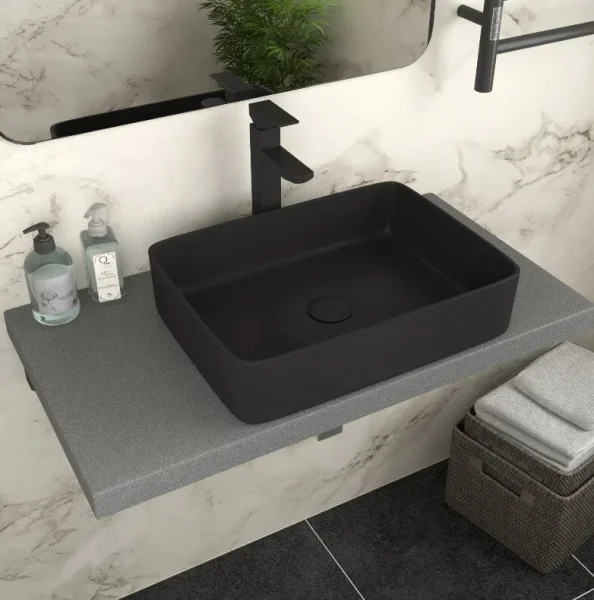 Раковина накладная D&K Berlin DT1430225 475х370х140мм черный матовый