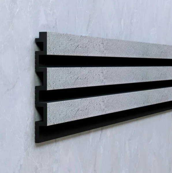 Панель 3D стеновая из полимера ультравысокой плотности 4 UHD 01/130L Микроцемент 3м 130х15мм